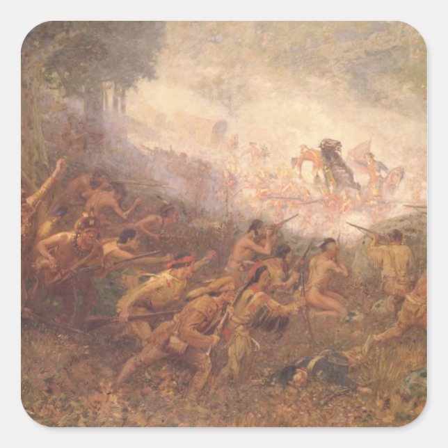 Pegatina Cuadrada El tiroteo del General Braddock (Anverso)