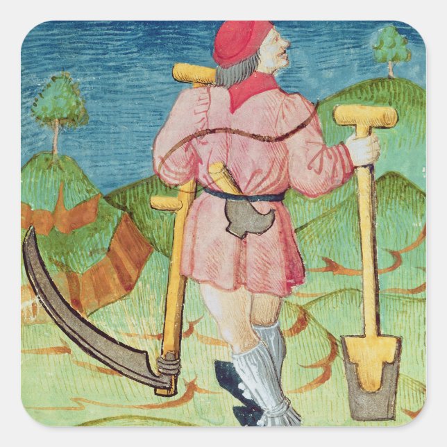 Pegatina Cuadrada El trabajador (Anverso)