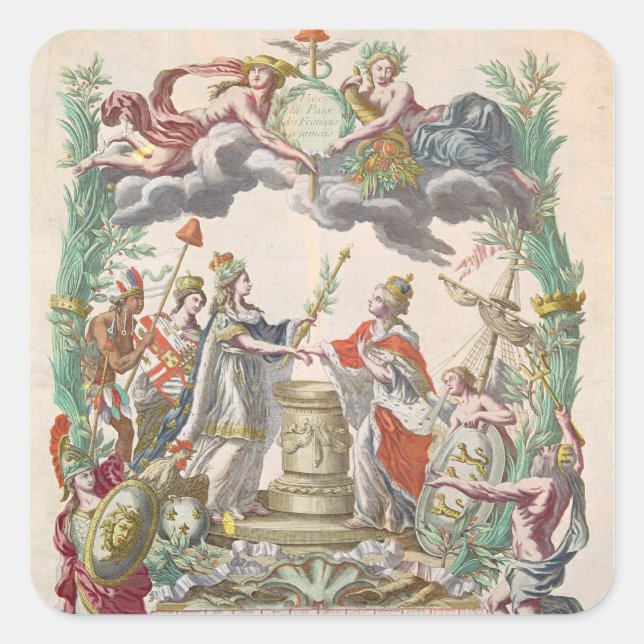 Pegatina Cuadrada El Tratado de Versalles en 1768 (Anverso)