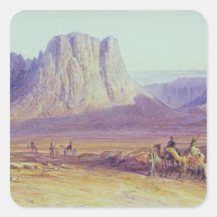 Pegatina Cuadrada El tren de camellos, Condessi, Monte Sinai, 1848