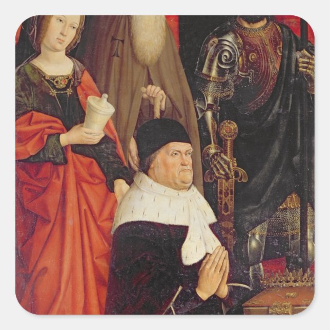 Pegatina Cuadrada El tríptico de Moisés y el ardiente Bush (Anverso)