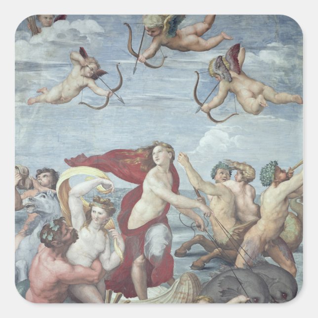 Pegatina Cuadrada El triunfo de Galatea, 1512-14 (Anverso)