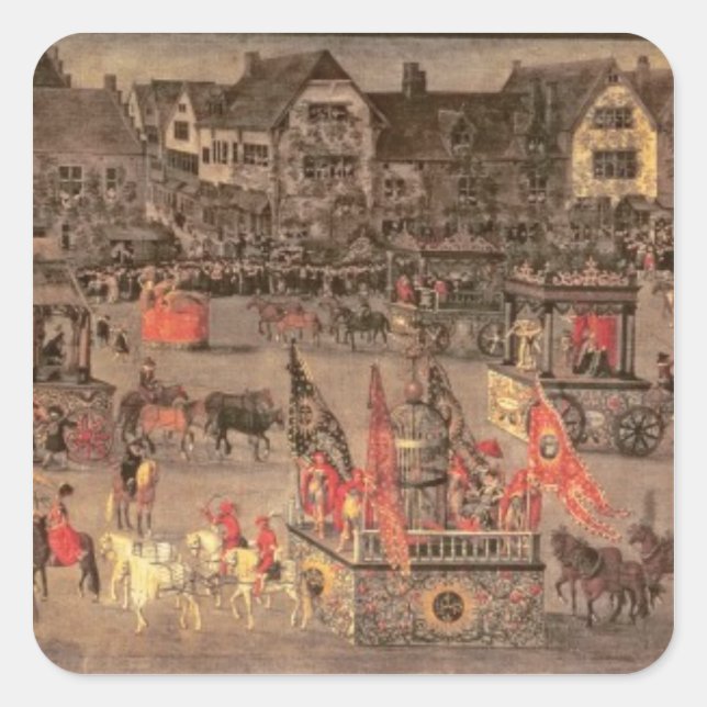 Pegatina Cuadrada El triunfo de la archiduquesa Isabella (1556-1633) (Anverso)