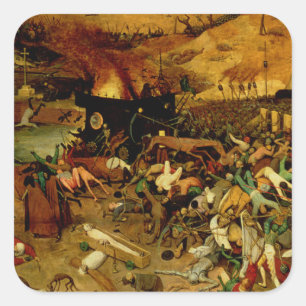 Pegatina Cuadrada El triunfo de la muerte, c.1562 (aceite en el pane