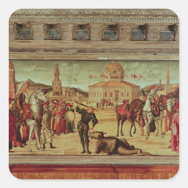 Pegatina Cuadrada El triunfo de San Jorge, 1501-7 (Anverso)