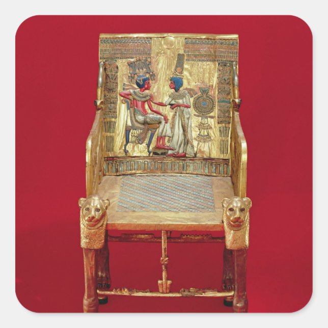 Pegatina Cuadrada El trono, desde la tumba de Tutankhamun (Anverso)