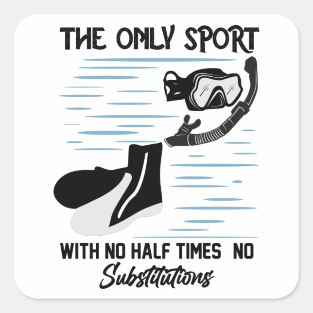 Pegatina Cuadrada El Único Deporte Sin Media Vez - El Nadador (Anverso)