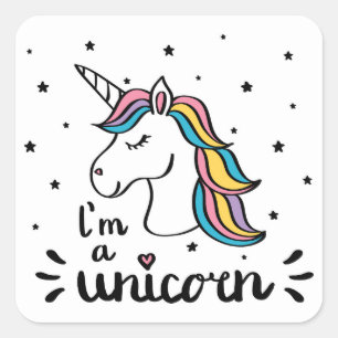 Pegatina Cuadrada El unicornio el   soy un unicornio