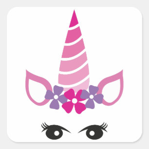 Pegatina Cuadrada El Unicornio Rosa