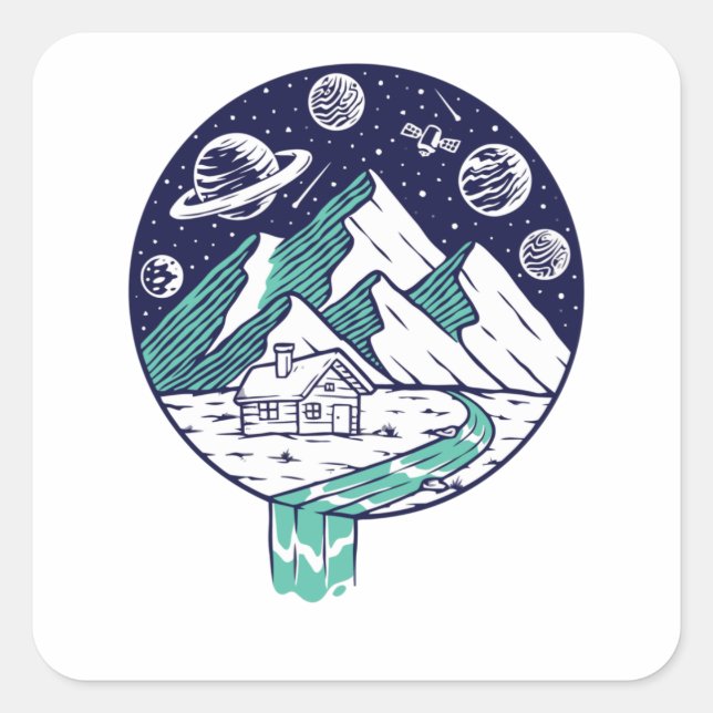 Pegatina Cuadrada El universo en mi copa (Anverso)