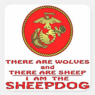 Pegatina Cuadrada El USMC allí es lobos y hay ovejas