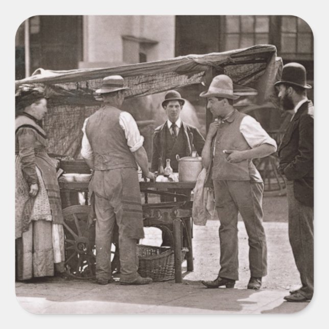 Pegatina Cuadrada El vendedor de conchas, de 'Street Life in Lond (Anverso)