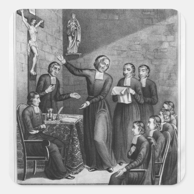 Pegatina Cuadrada El venerable Saint Jean-Baptiste de La Salle