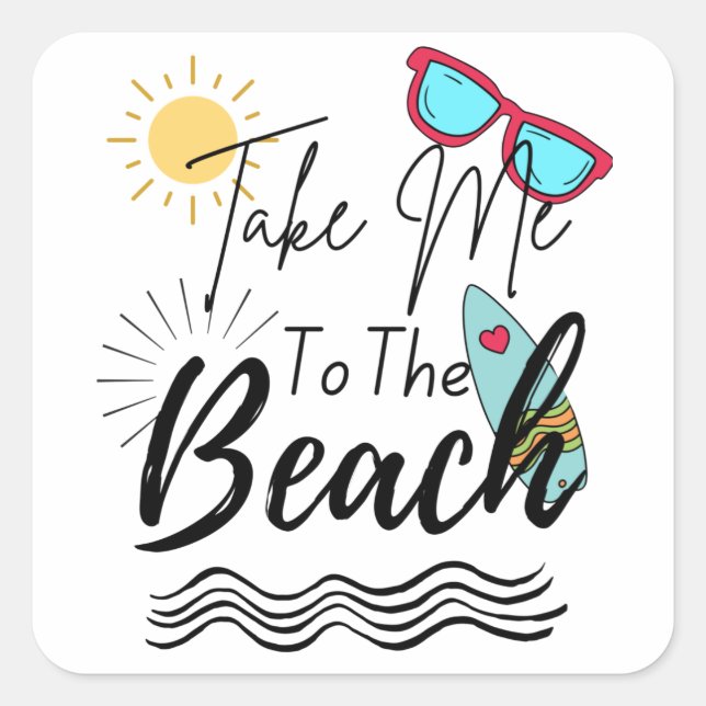 Pegatina Cuadrada El Verano Me Lleva A La Playa (Anverso)