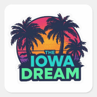 Pegatina Cuadrada El verano retro americano del sueño de Iowa