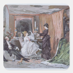 Pegatina Cuadrada El Vestido de Hortense Schneider