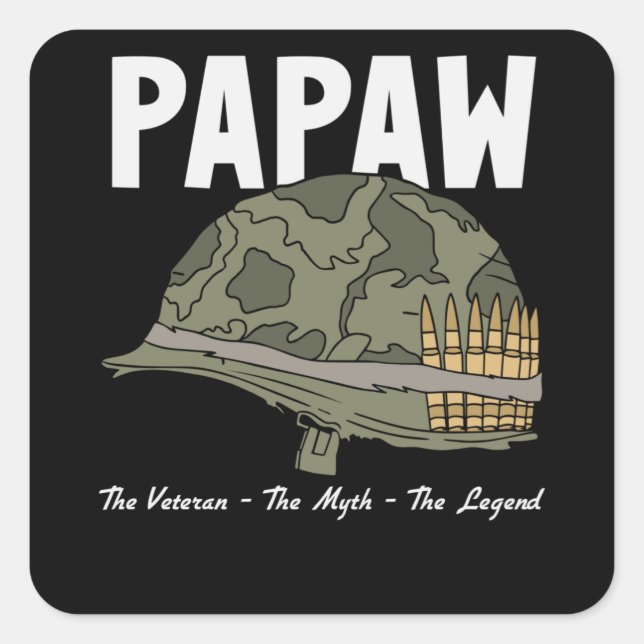 Pegatina Cuadrada El veterano El Mito La Leyenda - Papaw (Anverso)
