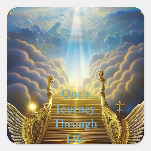 Pegatina Cuadrada El viaje a través de la vida (Anverso)