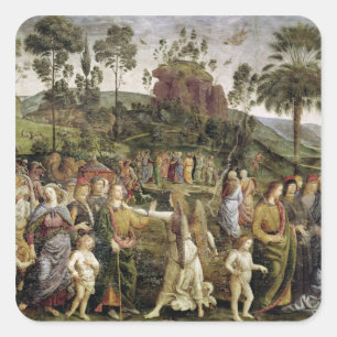 Pegatina Cuadrada El viaje de Moisés, c.1481-83