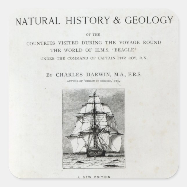 Pegatina Cuadrada El viaje del Beagle (Anverso)