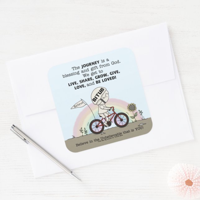 Pegatina Cuadrada El viaje es un regalo (Sobre)