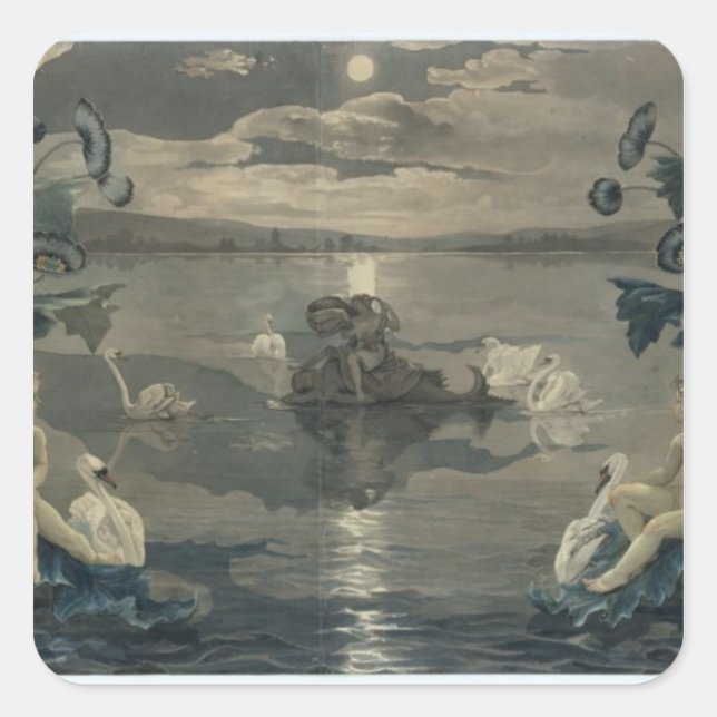 Pegatina Cuadrada El viaje marítimo de Arion, 1809 (Anverso)