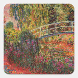 Pegatina Cuadrada El viejo puente japonés Claude Monet