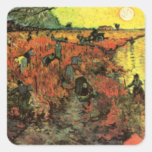Pegatina Cuadrada El viñedo rojo por Vincent van Gogh