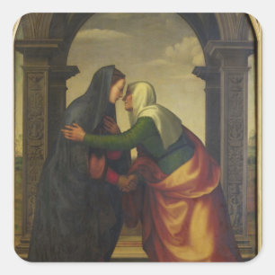 Pegatina Cuadrada El Visitation de St. Elizabeth al Virgen María