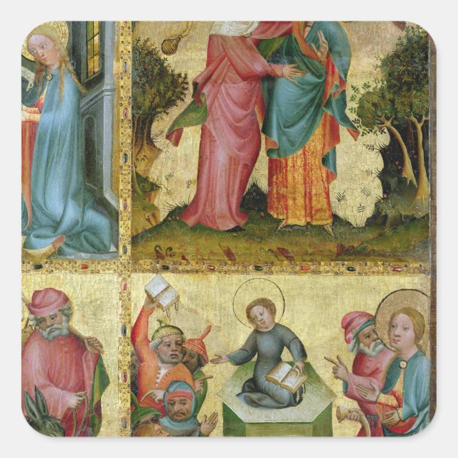 Pegatina Cuadrada El Visitation y el conflicto con los médicos (Anverso)