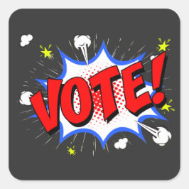 Pegatina Cuadrada El voto retro saca el voto y el Personalizado de l