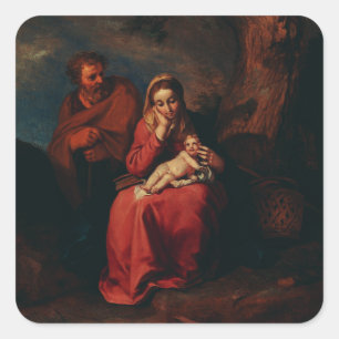 Pegatina Cuadrada El vuelo a Egipto por Abraham Bloemaert 