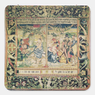 Pegatina Cuadrada El vuelo en Egipto y la adoración de