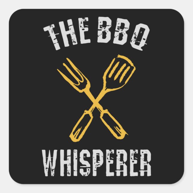 Pegatina Cuadrada El Whisperer de BBQ (Anverso)