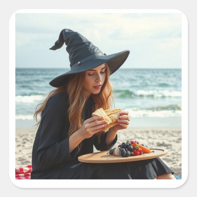 Pegatina Cuadrada El "WITCH de arena" (Anverso)