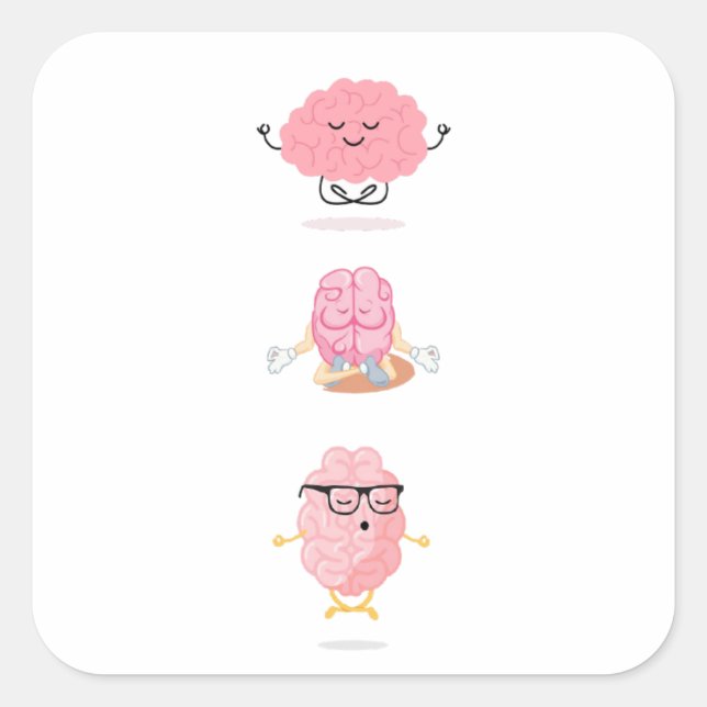 Pegatina Cuadrada el yoga cerebral el secreto de un IQ calmado Mejor (Anverso)