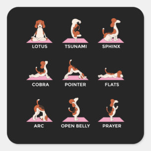 Pegatina Cuadrada El yoga del perro es un regalo gracioso