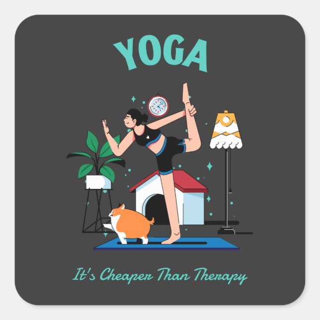 Pegatina Cuadrada El yoga es más barato que la terapia (Anverso)