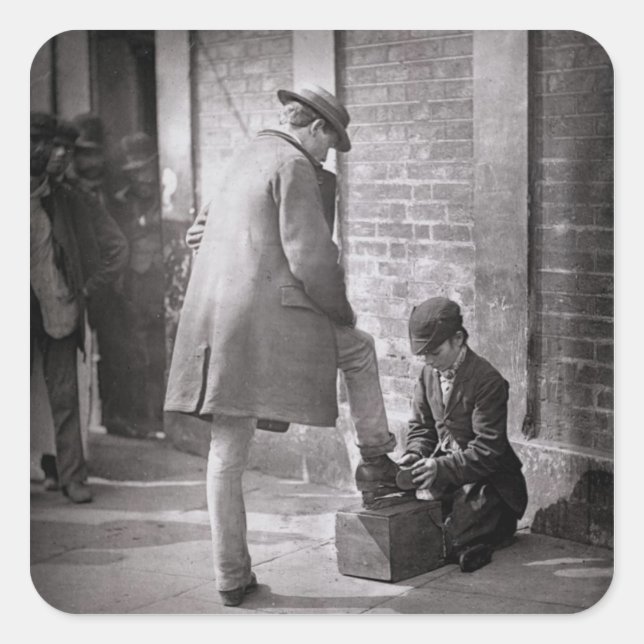 Pegatina Cuadrada El zapato independiente negro, de 'Street Life in  (Anverso)