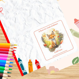 Pegatina Cuadrada El Zorro Encantador En La Librería Forestal