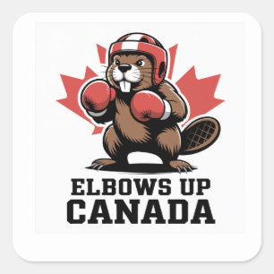 Pegatina Cuadrada Elbows Up Canada Orgulloso
