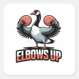 Pegatina Cuadrada Elbows Up - Luchando contra la oca canadiense
