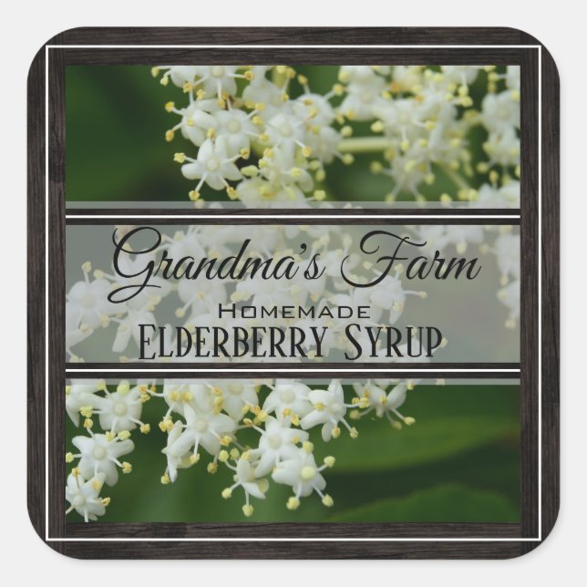 Pegatina Cuadrada Elderberry personalizada (Anverso)