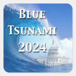 Pegatina Cuadrada Elecciones Blue Tsunami 2024