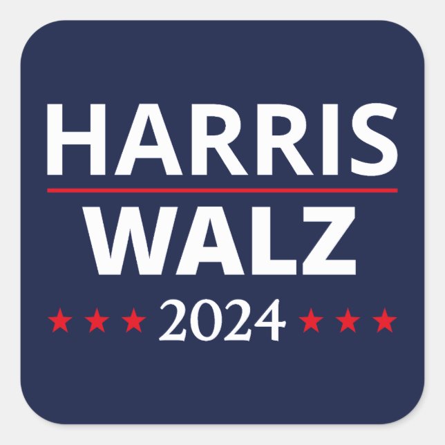 Pegatina Cuadrada Elecciones Harris Walz 2024 III (Anverso)