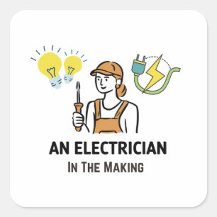 Pegatina Cuadrada Electricista en formación