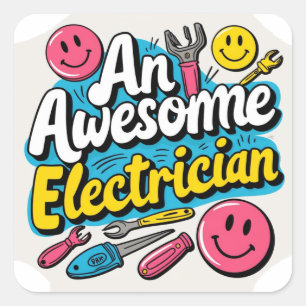 Pegatina Cuadrada Electricista en formación. Regalos