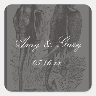 Pegatina Cuadrada Elefante