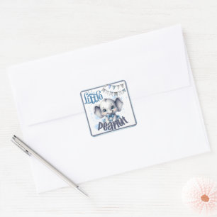 Pegatina Cuadrada Elefante Azul Dulce - Maní Pequeno