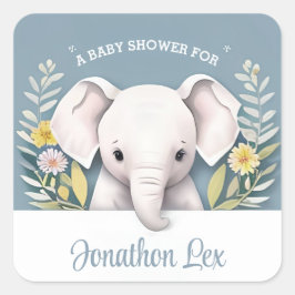 Pegatina Cuadrada Elefante bebé dulce